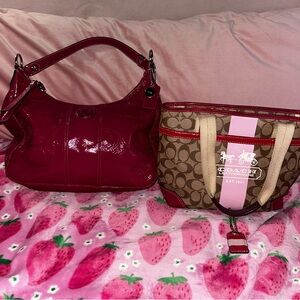 Coach magenta and Signature Tote Bag